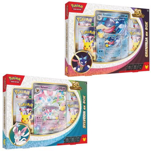 Both box variants featuring Sylveon ex or Greninja ex