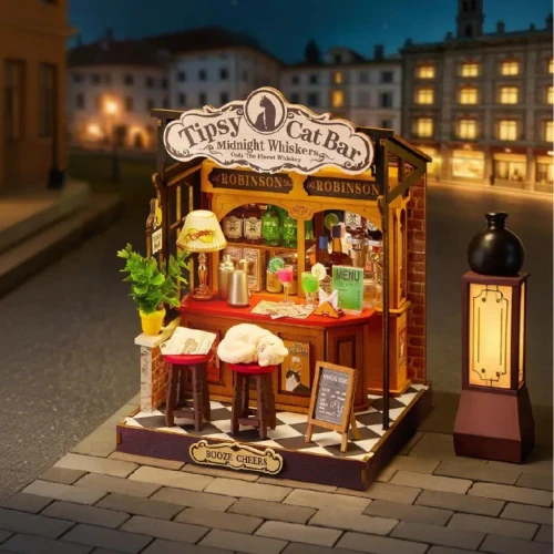 Model in a nighttime street scene