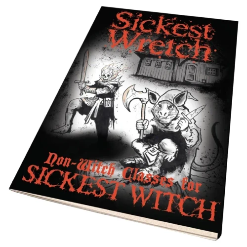 black boarder of book with red font featuring black and white  art of two characters