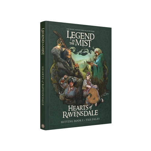 Book cover, art depicting fantasy characters with a rolling field in the background