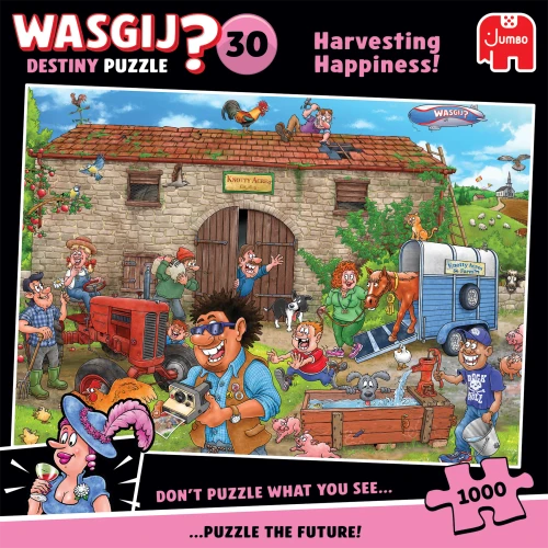 Puzzle image, depicting a humorous comic-style farm scene