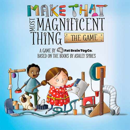 front of game box, light blue with a few characters with inventions