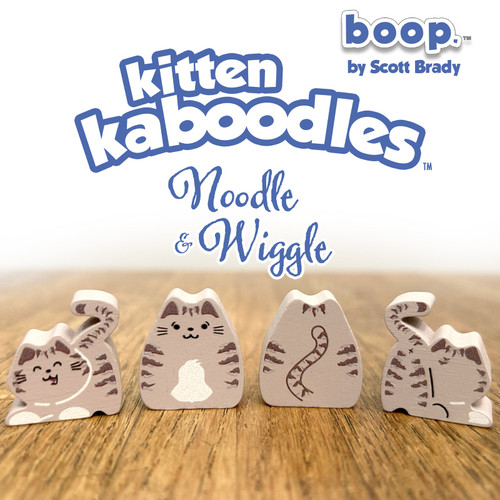 front and back of grey wooden cat/kitten meeples