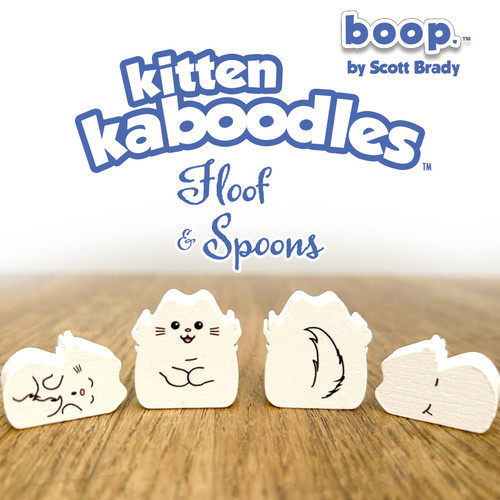 front and back of white kittens/cat wooden meeples