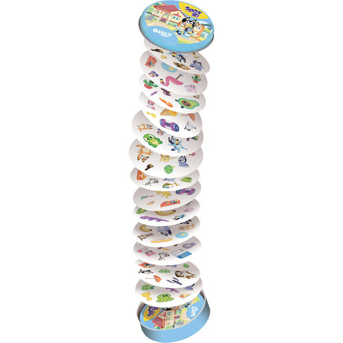 the tin open to reveal circle cards with multitude of  characters