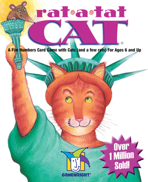 Rat-a-Tat Cat front cover of game, a cat wearing the Statue of Liberty gown