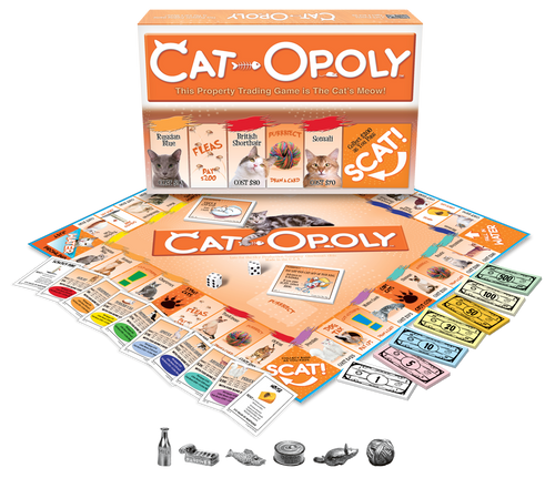 Image of Cat-Opoly board and playing pieces