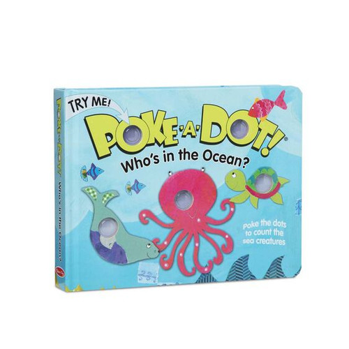Who's in the Ocean Poke-A-Dot Book front cover featuring an octopus and other sea creatures 