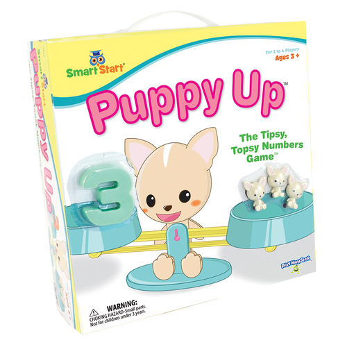 Puppy Up  front of packaging featuring an animal scale with animals on one side and numbers on the other