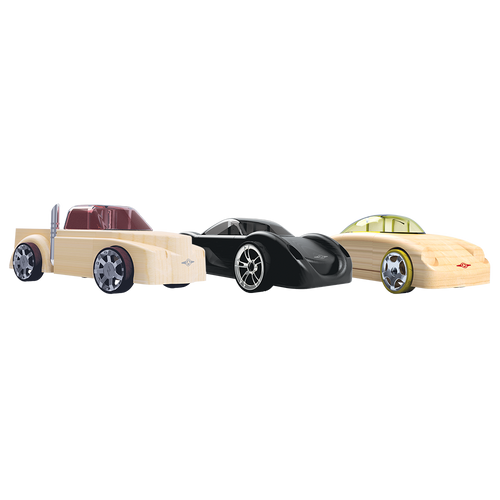 Automoblox Manta, Fang, Rex wooden cars out of packaging. 