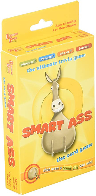 Smart Ass Card Game (tuck box) yellow box featuring a donkey