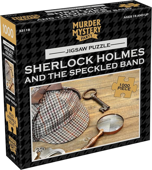 Sherlock Holmes & the Speckled Band front of product featuring a detective hat and tobacco pipe