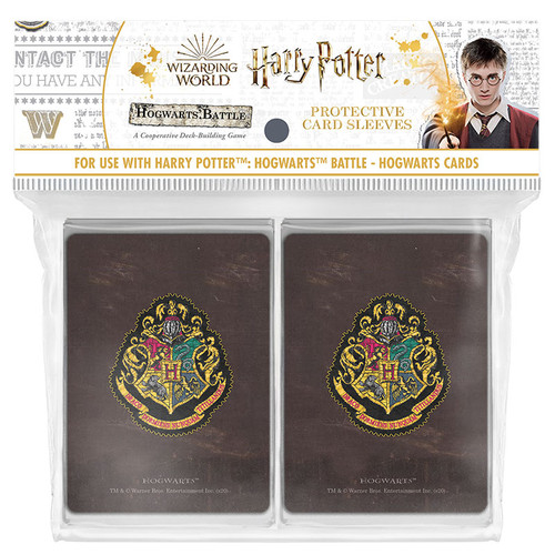 Sleeves, Hogwarts & Player Decks: Harry Potter Deck Building Game in its clear packaging to show the sleeves logo