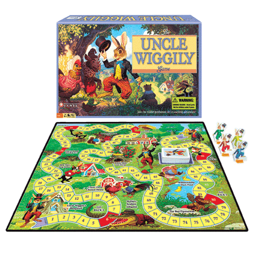 Uncle Wiggily game box with the game board laid out in front 