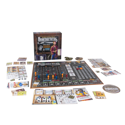 Game lay out, pieces shaped as different glassware