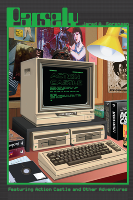 Book cover, art depicting an older desktop computer