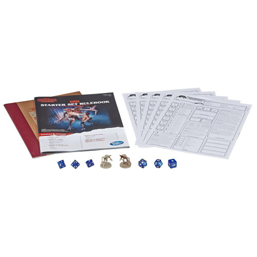 Starter set Rulebook, dice, miniatures, and character sheets 