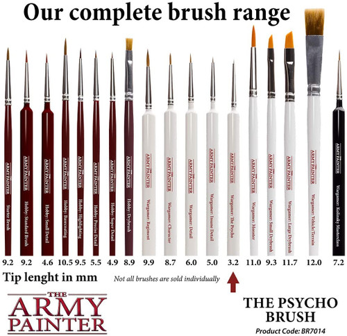 The Army Painter, brush range featuring The Psycho Brush