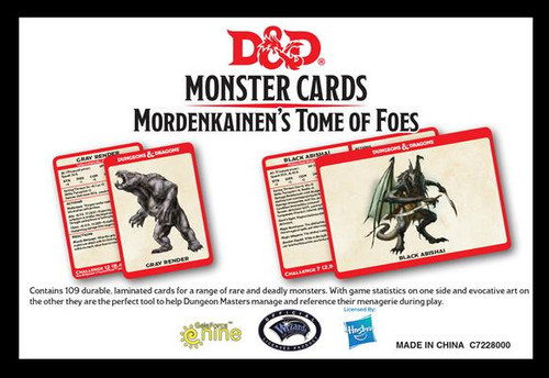 Sample cards from Dungeons & Dragons Mordenkainen's Monster Cards