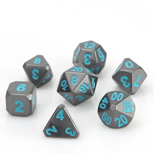  Gunmetal Teal Metal Dice Set 