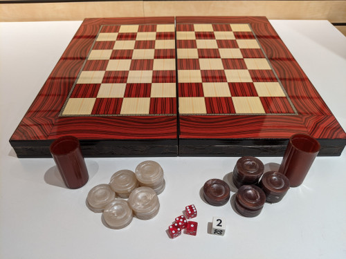 Chess set up Red Grain Decoupage 