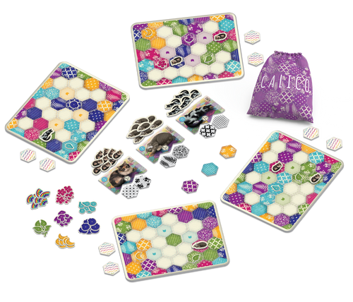 Calico game pieces, individual quilt boards