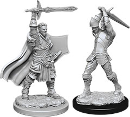 Male Human Paladin W12—D&D Nolzur's Marvelous Miniatures W12, unpainted, sword wielding minis 