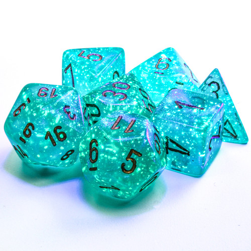 Borealis Luminary Teal/Gold  Dice Set (On Order) (Sold Out - Restock Notification Only)