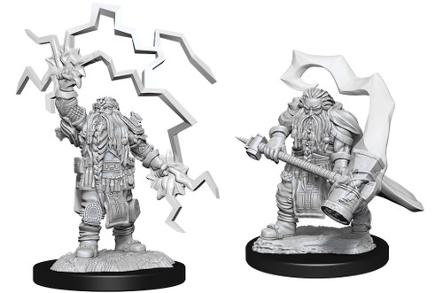 Dwarf Cleric Male—D&D Nolzur's Marvelous Miniatures W14, unpainted dwarves' wielding magic