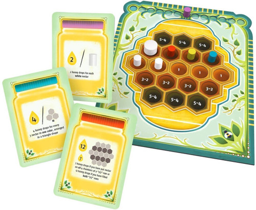 Close up of cards and  a honey comb card 