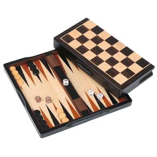 Front and back view to show backgammon and checkers board