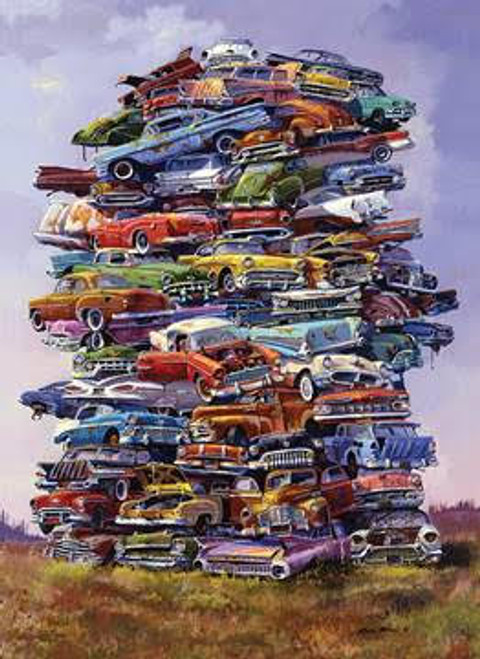 Fabulous 50's Junkpile Puzzle 1000pc, stacked junk yard cars