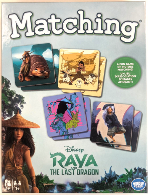 Raya and the Last Dragon Matching, front cover of game featuring characters and matching tiles 