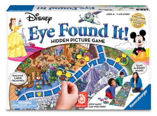 Eye Found It! Disney Hidden Picture Game front cover of game featuring Belle and Mickey and much more