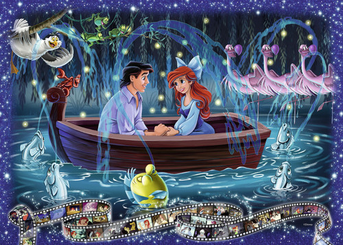 Little Mermaid in human form with Prince Eric in the row boat