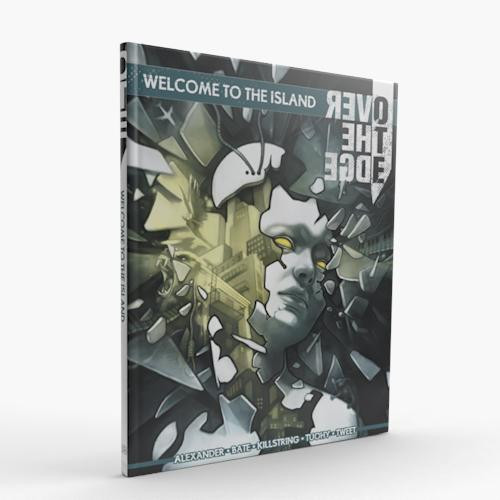 Over the Edge: Welcome to the Island, 3rd Edition (Add-On) front cover a white character mostly shattered, like porcelain  