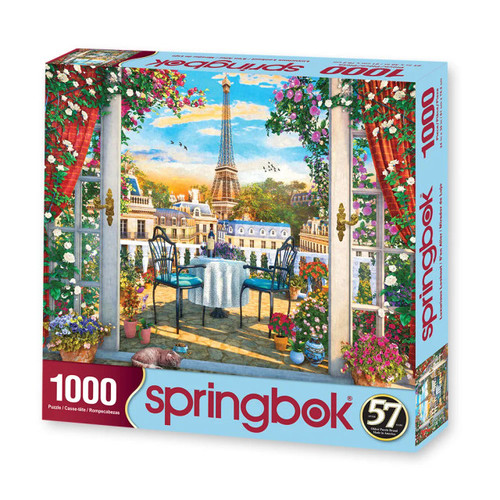 Luxurious Lookout 1000pc front of puzzle box with light blue sides