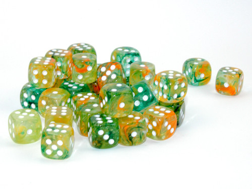 Nebula Luminary Spring/White Six-Sided Dice—Set of 36