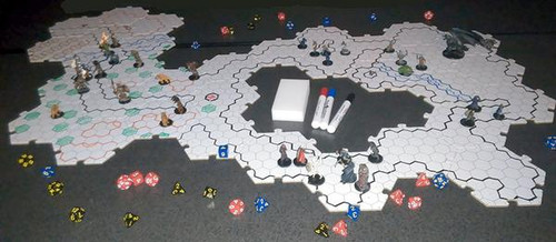 Dungeon Tiles 6" Hex 33 Pack example setup in-use