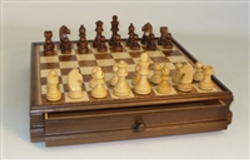 Chess chest with pullout drawer and 3" men