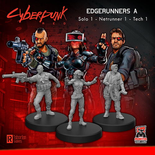 Cyberpunk Red Miniatures: Edgerunners A: Solo, Tech, Net artistic rendering 