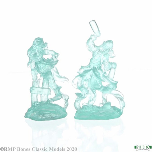 Clear blue miniatures depicting Ghosts of the Drowned Nymph—Reaper Bones