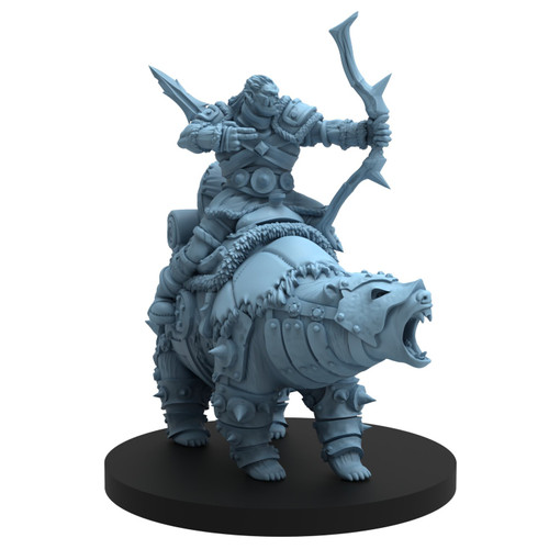 Close up of a blue miniature 