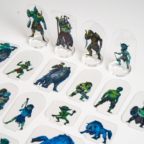 Close up of several Orcs & Goblins Horde 31pc—Flat Plastic Minis