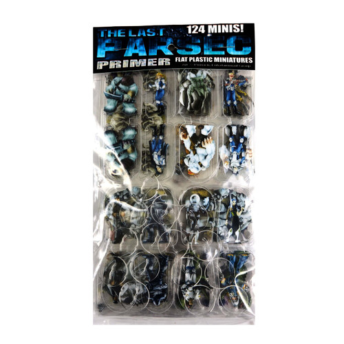 Last Parsec Primer 124pc—Flat Plastic Minis  front of packaging, clear with black/blue top