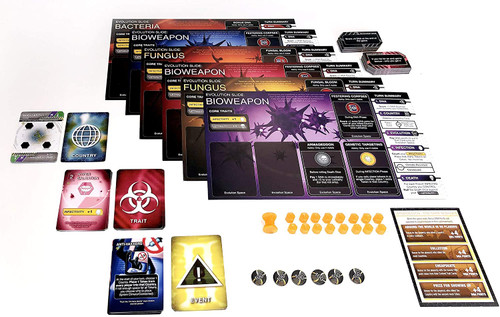  Plague Inc: Armageddon  cards and tokens laid out 
