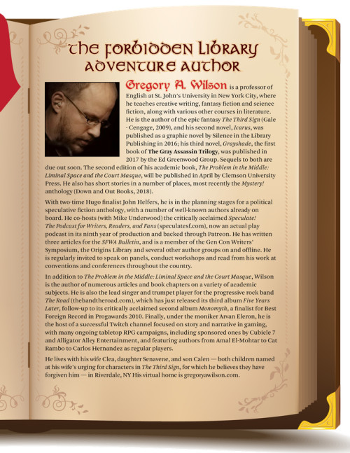 Tales and Tomes from the Forbidden Library, sample page about the author