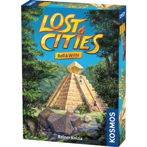Lost Cities: Roll & Write front cover depicting a pyramid 