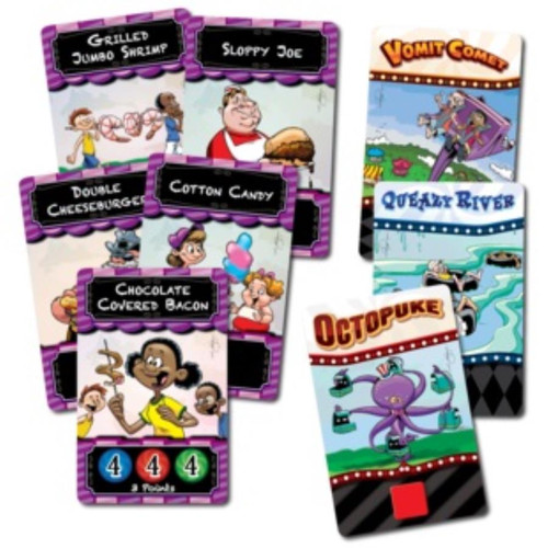 Scarf N Barf - game contents, sample cards