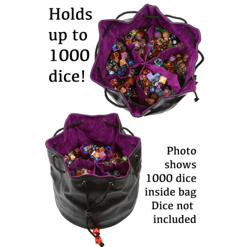 Pouch of the Endless Hoard, Dice Bag purple inside holds 1000 dice